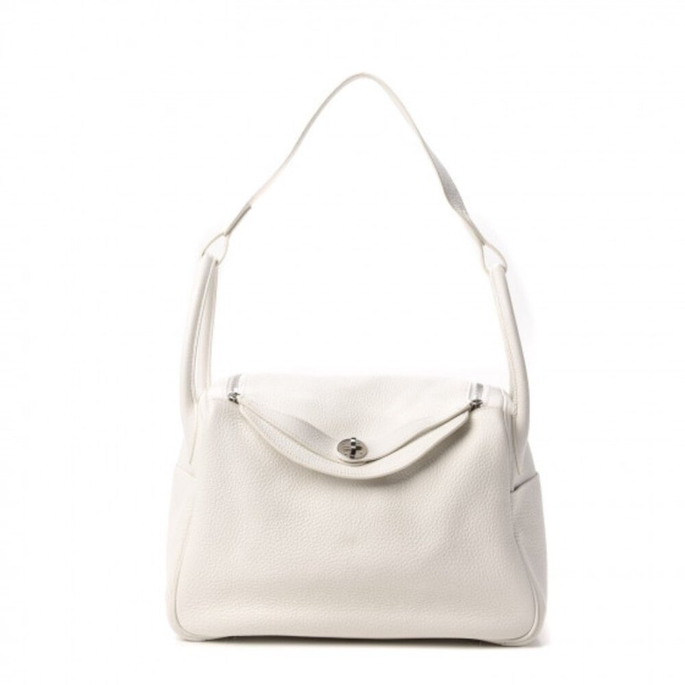 Hermes Taurillon Clemence Lindy 30 White